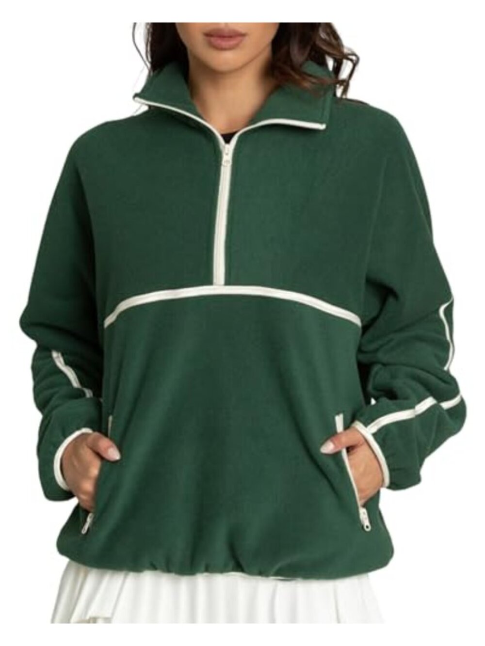 Women's Half Zip Fleece Sweatshirt Fuzzy Pullover V Neck